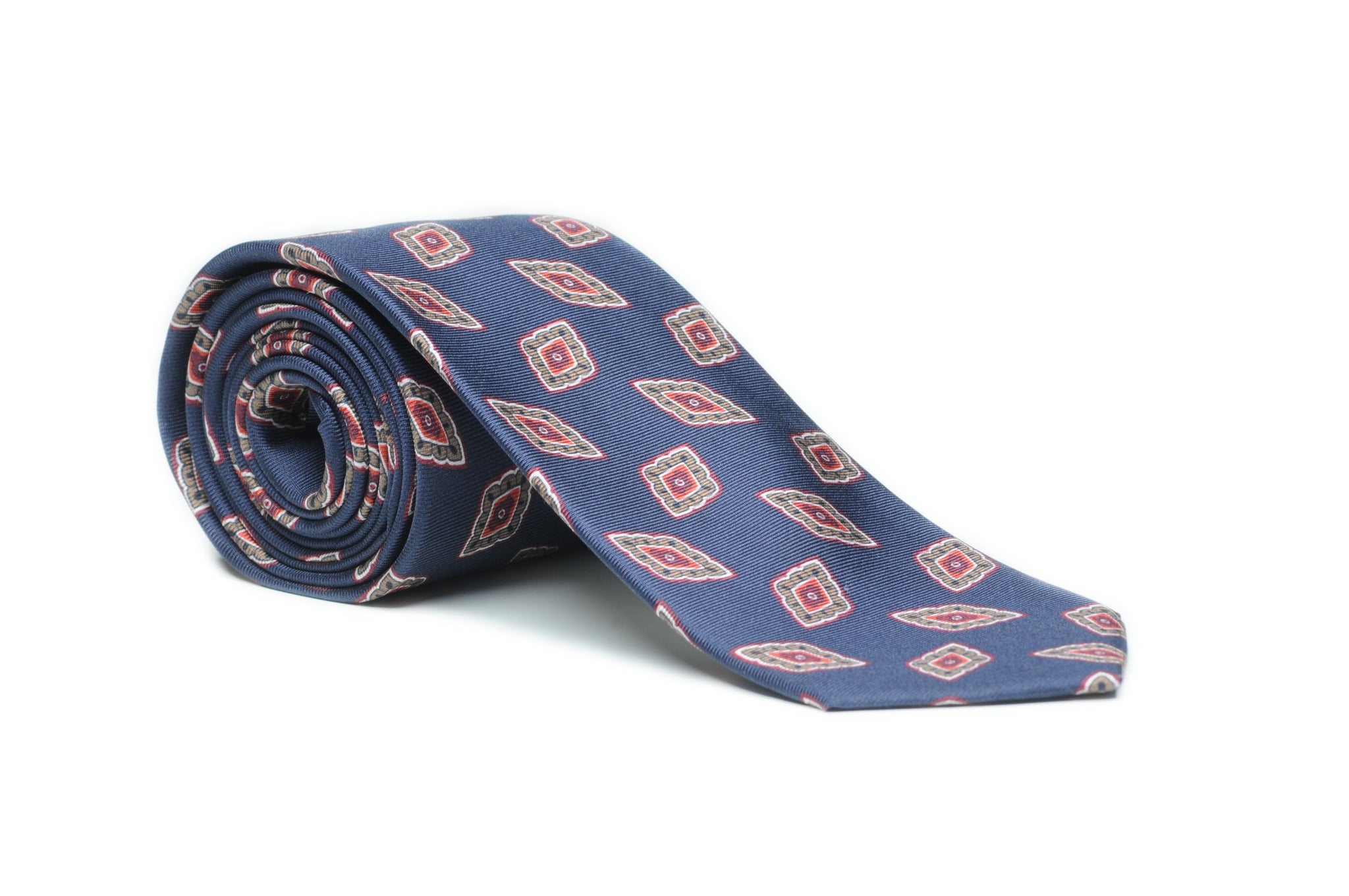 Cravatta stampata medaglione rombo