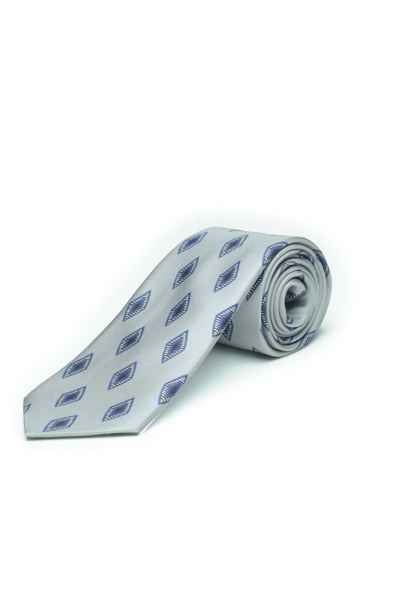 Cravatta stampata grigio perla