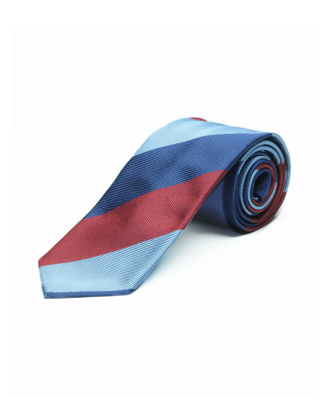 Cravatta jacquard riga pari pari navy, bordeaux e azzurro