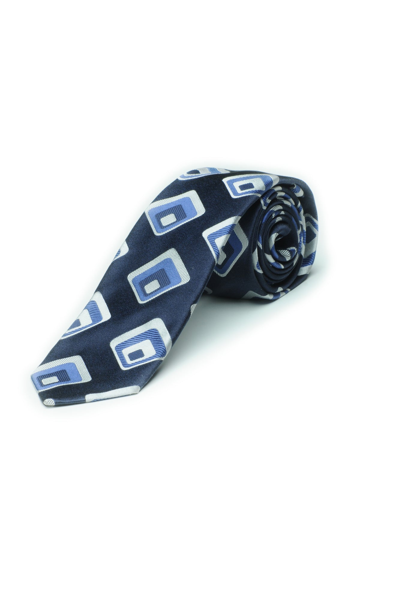 Cravatta jacquard bianco e blu